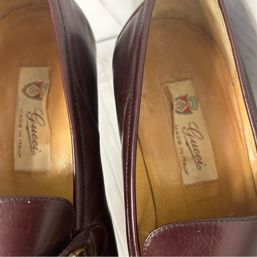 GUCCI Authentic Men’s Loafer Fringe Oxblood Made in Italy 41 US 9.5 US Horsebit - Picture 3 of 14